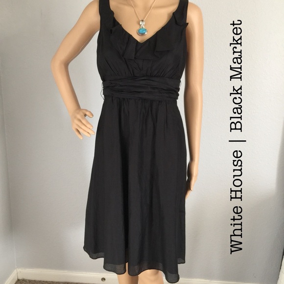 Simple Black Ruffle Dress WHBM - Picture 1 of 8